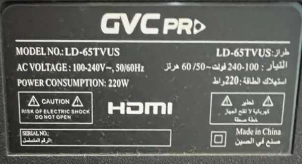 GVC Pro LD-65TVUS Smart tv Firmware Software